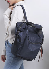 Stylish Navy Zipper Shoulder Bag Cotton Backpack Bag BGS211231