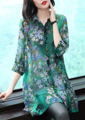 Stylish Peter Pan Collar Button Print Chiffon Shirt Tops Summer ZS-LTP220317