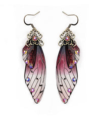 Stylish Purple Acrylic Butterfly Wings Zircon Drop Earrings Jew-EAR220805