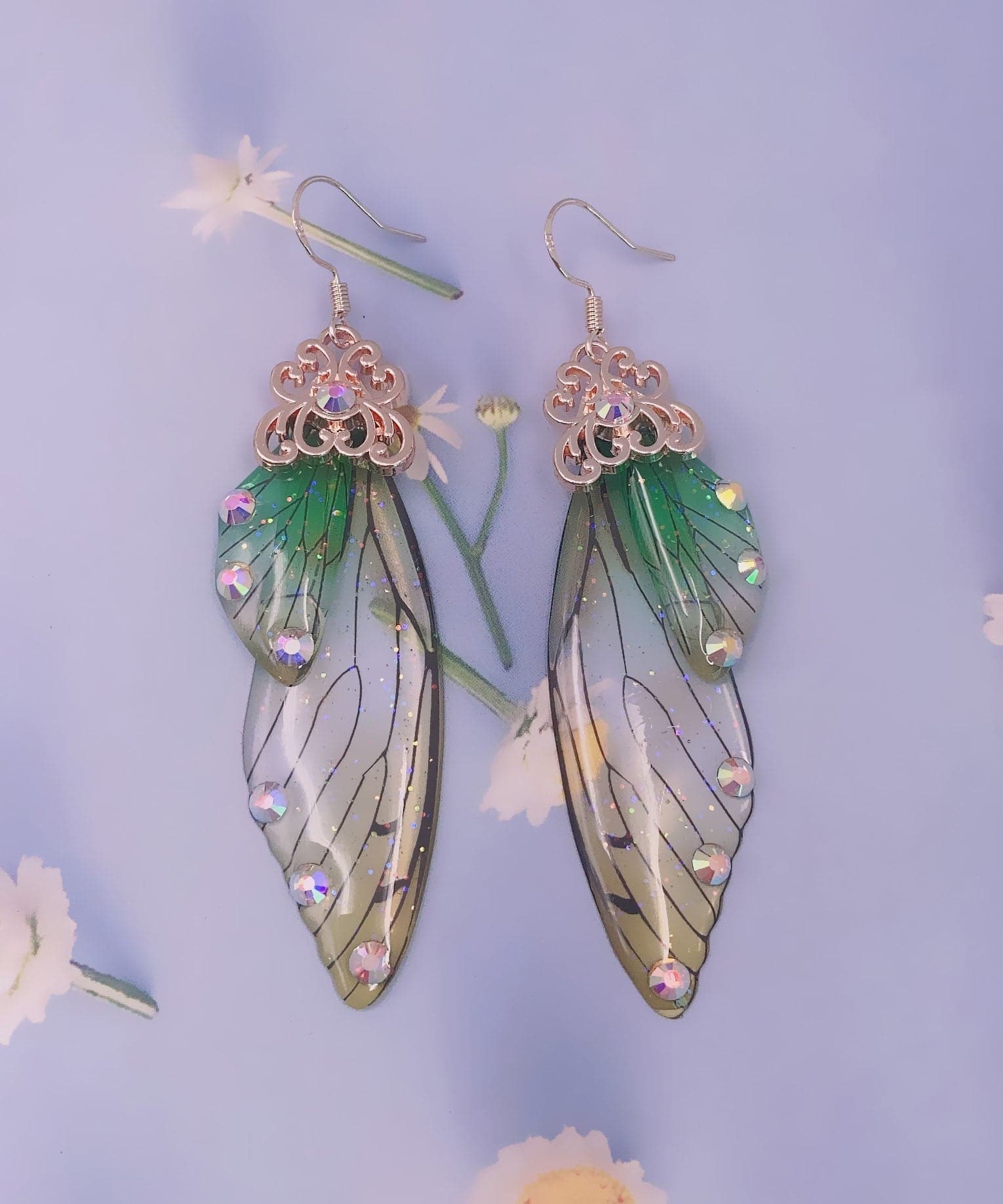 Stylish Purple Acrylic Butterfly Wings Zircon Drop Earrings Jew-EAR220805