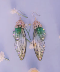 Stylish Purple Acrylic Butterfly Wings Zircon Drop Earrings Jew-EAR220805