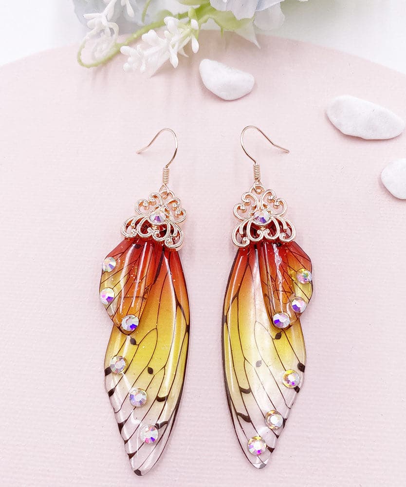 Stylish Purple Acrylic Butterfly Wings Zircon Drop Earrings Jew-EAR220805