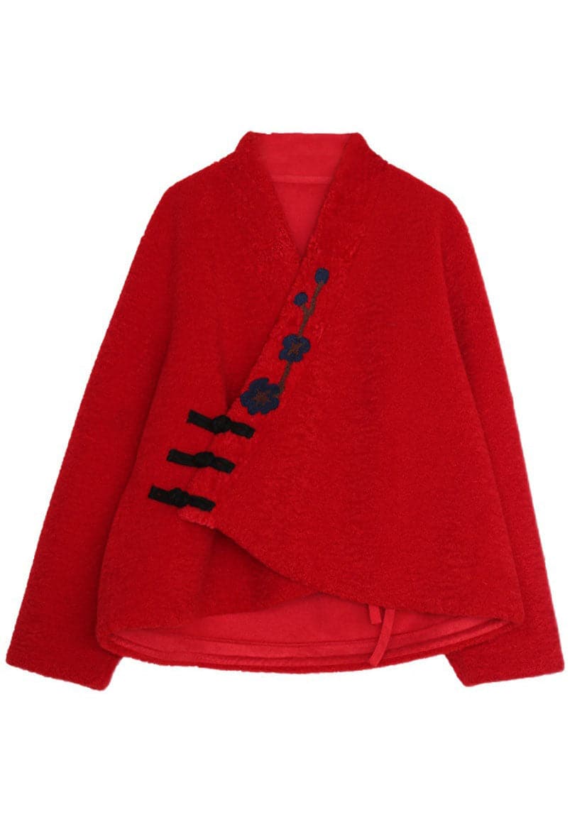 Stylish Red button Embroideried Woolen coats Spring GK-CTS220208