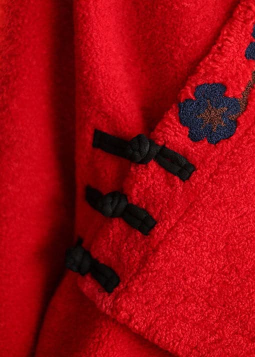 Stylish Red button Embroideried Woolen coats Spring GK-CTS220208