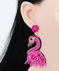 Stylish Rose Flamingo Acrylic Bead Drop Earrings Jew-EAR220805