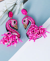 Stylish Rose Flamingo Acrylic Bead Drop Earrings Jew-EAR220805