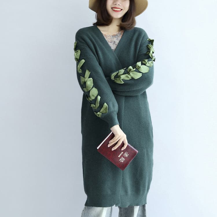 Stylish green oversized knit cardigans plus size sweater coats NCT171028