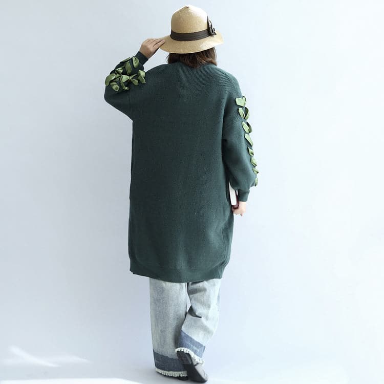 Stylish green oversized knit cardigans plus size sweater coats NCT171028