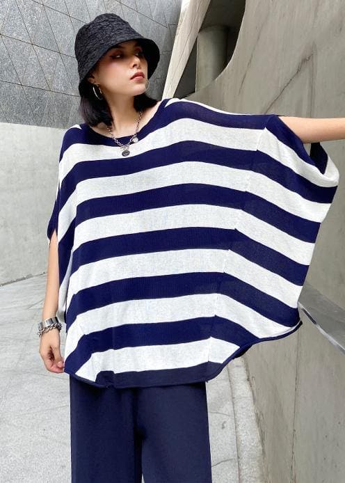 Summer casual fashion age reduction large size striped bat sleeve T-shirt + wide leg pants two-piece suit AT-STP200617