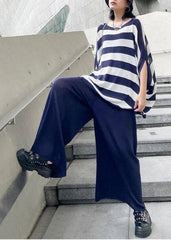 Summer casual fashion age reduction large size striped bat sleeve T-shirt + wide leg pants two-piece suit AT-STP200617