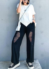 Summer high waist thin big pants women black butterfly pattern Harlan casual trousers AT-LPTS200723