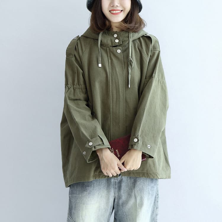 Tea green oversized trench coats plus size short hoodies outwear TCT171028