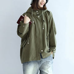 Tea green oversized trench coats plus size short hoodies outwear TCT171028