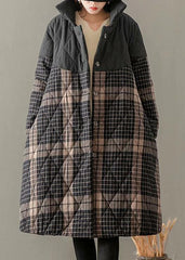 Thick Gray Plaid Coats Plus Size Clothing Coats Stand Collar Button Down outwear TCT210101