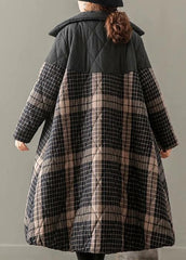 Thick Gray Plaid Coats Plus Size Clothing Coats Stand Collar Button Down outwear TCT210101