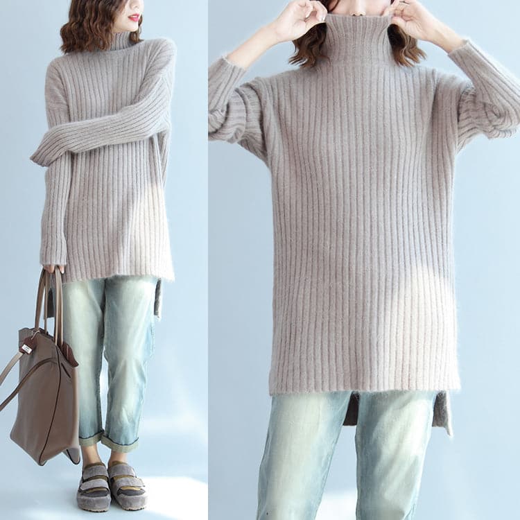 Thick warm woolen high neck sweater loose  fit casual long sleeve knitted sweaters NTP171028