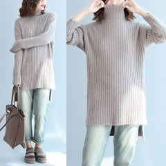 Thick warm woolen high neck sweater loose  fit casual long sleeve knitted sweaters NTP171028