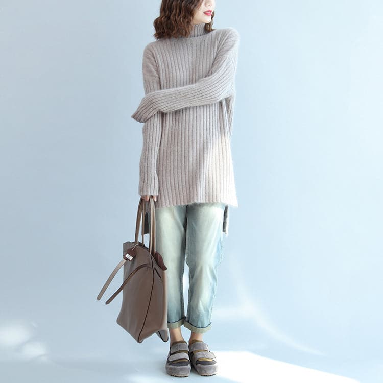 Thick warm woolen high neck sweater loose  fit casual long sleeve knitted sweaters NTP171028