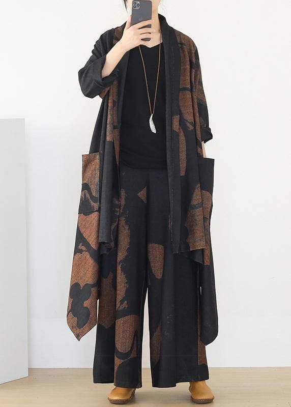 Thin woolen material suit women's winter large size loose and thin temperament long wide-leg pants AM-TCT201223