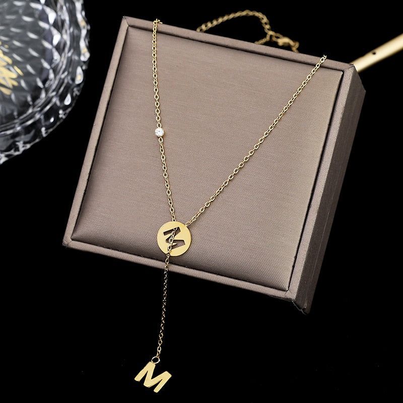 Titanium Steel Necklaces Charm Jewelry NCJTXY30 Simple M Letter Short Chain Touchy Style