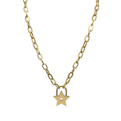 Titanium Steel Star Lock Golden Necklace Charm Jewelry NCJT45 Touchy Style