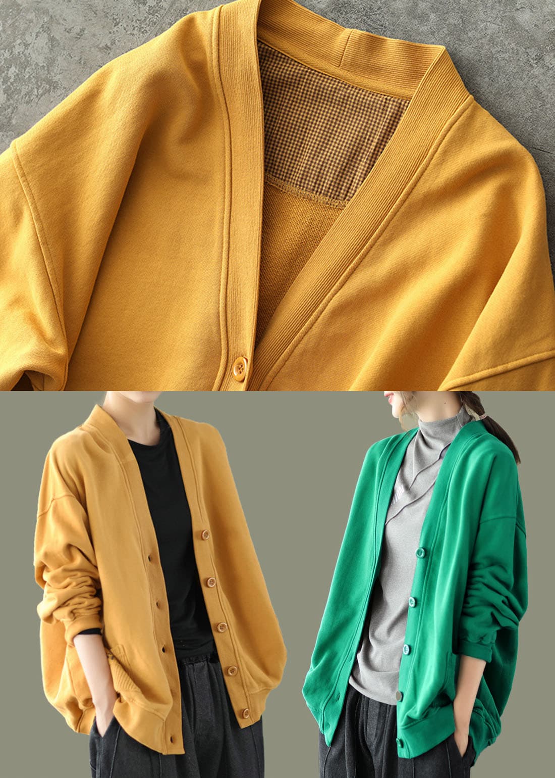 2022 Yellow V Neck Pockets Coats Long Sleeve GK-CTS220301