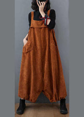 Unique Coffee Pockets lantern Corduroy Jumpsuit Spring JPTS220106