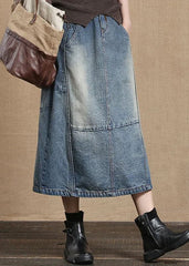 Unique Light Blue Elastic Waist Pockets Cotton Denim Skirt Summer nz-SKTS220519