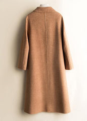 Unique Peter pan Collar pockets fine trench coat brown daily women Woolen Coats TCT200915