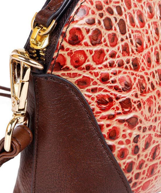 Unique Red Crocodile pattern Paitings Calf Leather Satchel Handbag ZPBAG-BGS220209