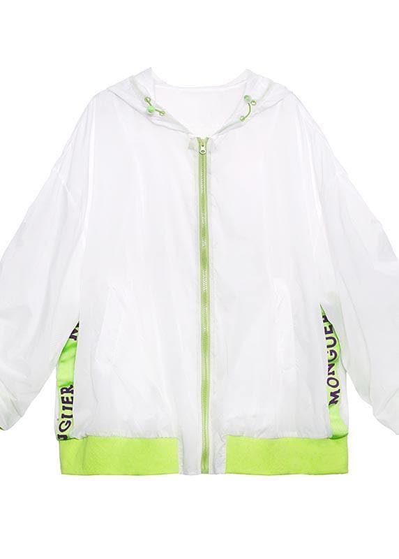 Unique White Pockets zippered Spring Hooded Jacket AT-CTS210417