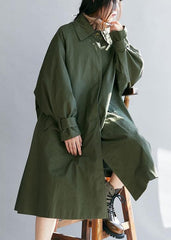 Unique army green Plus Size Long coats Tutorials lapel pockets fall women coats TCT201026