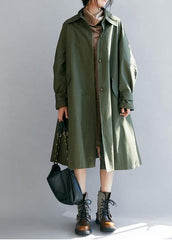 Unique army green Plus Size Long coats Tutorials lapel pockets fall women coats TCT201026