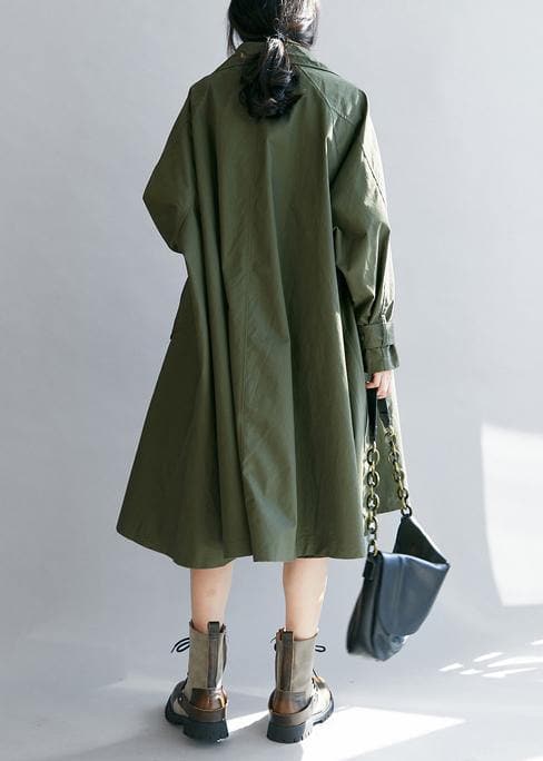 Unique army green Plus Size Long coats Tutorials lapel pockets fall women coats TCT201026