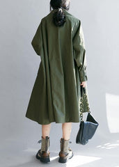 Unique army green Plus Size Long coats Tutorials lapel pockets fall women coats TCT201026