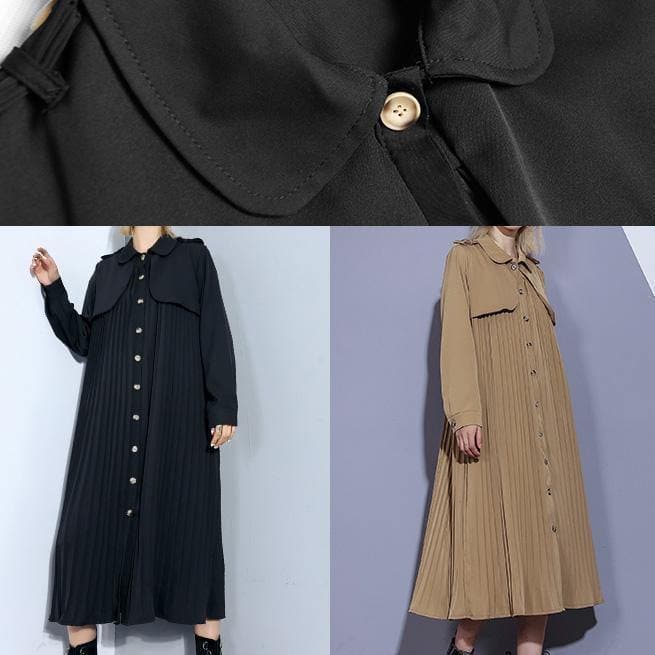 Unique black Plus Size trench coat Outfits patchwork pleated coat AT-CTS191211