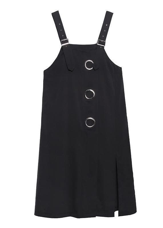 Unique black cotton dresses asymmetric loose summer Dress AT-SDL200508