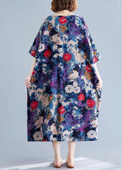 Unique floral cotton dresses o neck baggy Maxi Dresses SDL200425