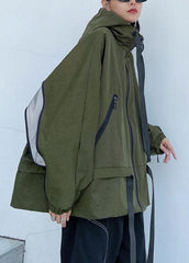 Unique hooded pockets Fashion fall coat army green baggy coat AT-CTS201014