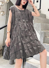 Unique o neck Cinched Cotton summer clothes Work Outfits gray Dresses AT-SDM200623