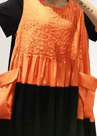 Unique orange cotton Wardrobes patchwork Kaftan summer Dress AT-SDL190717