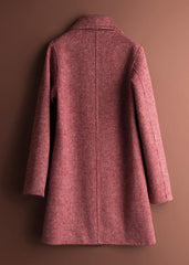 Unique rose plaid Fine tunics for women Neckline Notched pockets coat TCT200915