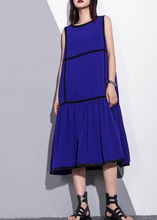 Unique sleeveless patchwork chiffon clothes For Women fine Life blue Dress Summer AT-SDL190614