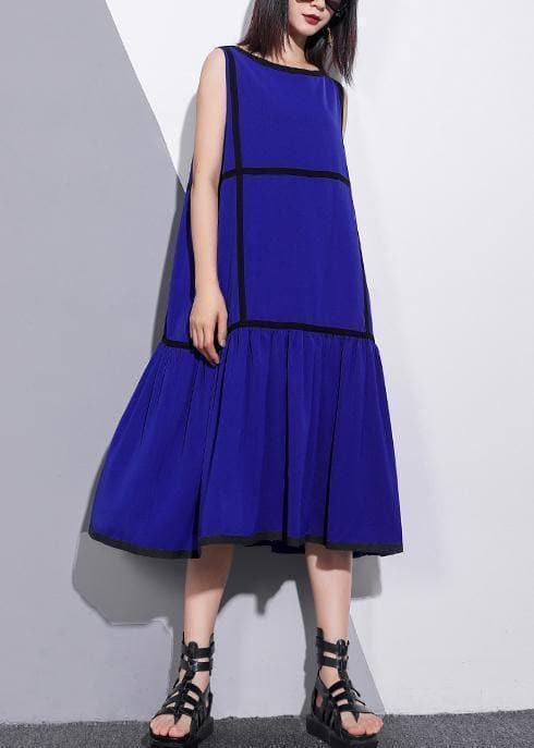 Unique sleeveless patchwork chiffon clothes For Women fine Life blue Dress Summer AT-SDL190614