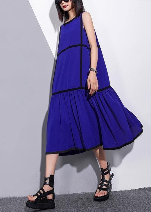 Unique sleeveless patchwork chiffon clothes For Women fine Life blue Dress Summer AT-SDL190614