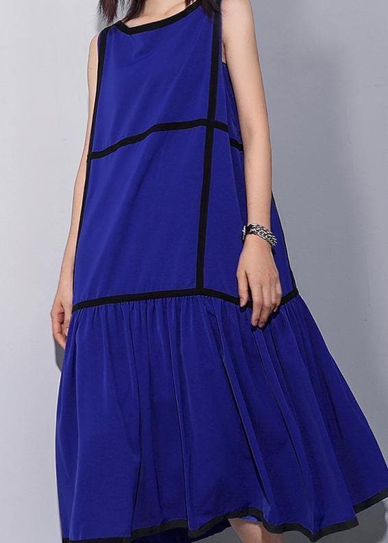 Unique sleeveless patchwork chiffon clothes For Women fine Life blue Dress Summer AT-SDL190614