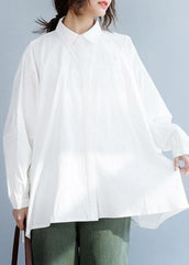 Unique white cotton shirts women loose hem box fall shirts LTP191125