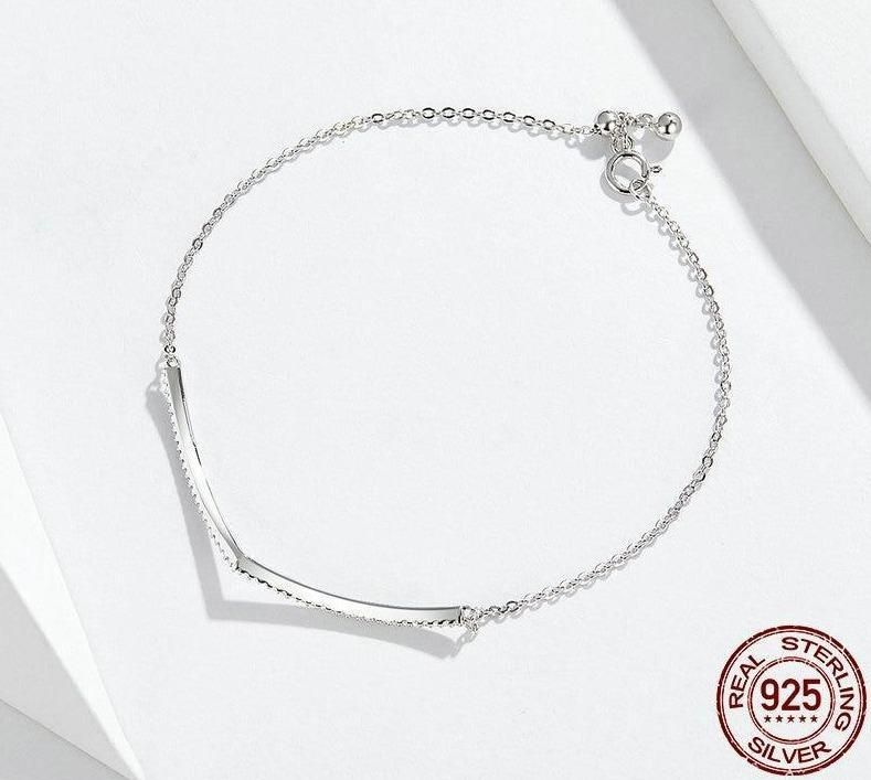 V Shape Geometric Silver Bracelet Necklace Charm Jewelry Touchy Style