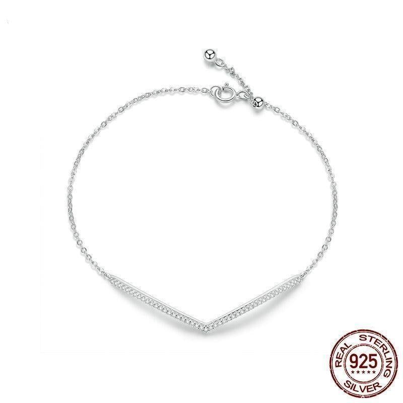 V Shape Geometric Silver Bracelet Necklace Charm Jewelry Touchy Style