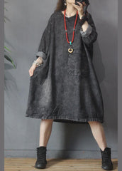 V-neck Baggy Pockets Denim Dress MMZ-SDL210525